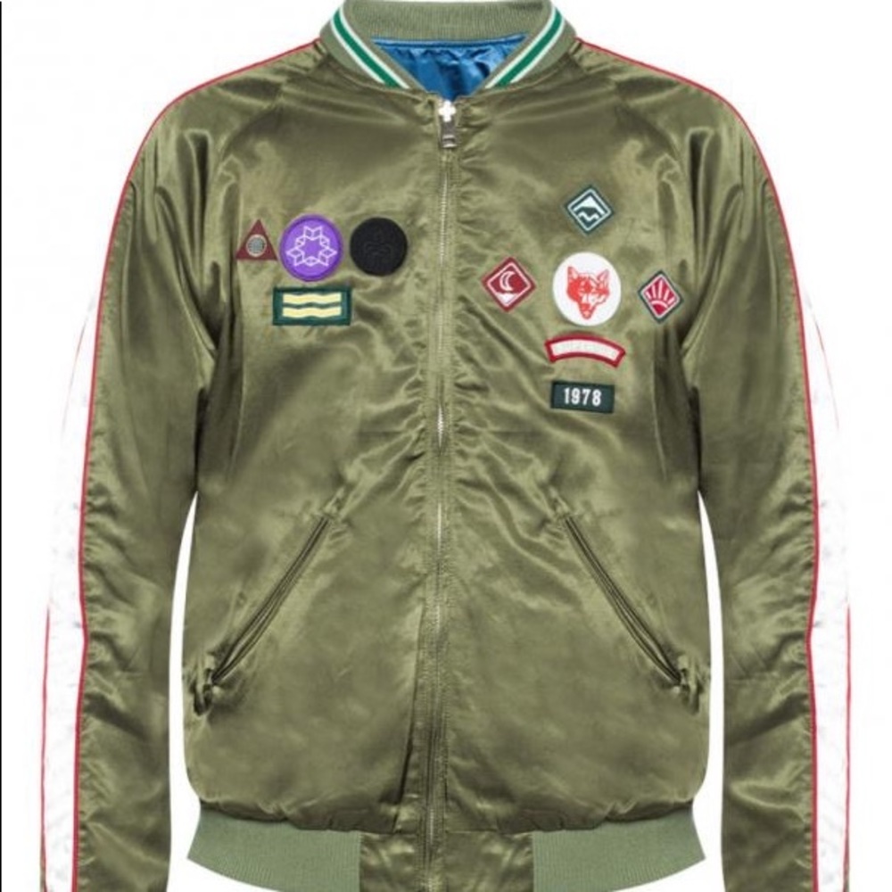 BRAND NEW!NEVER WORN! DIESELS ORIGINAL olivegreen/blue reversible bomber jacket